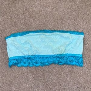Pink Victorias Secret Blue Lace Bandeau Bralette